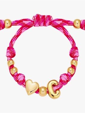 NEW 14K Gold-Plated Knotty
Bubble Letter Initial Heart Bracelet
